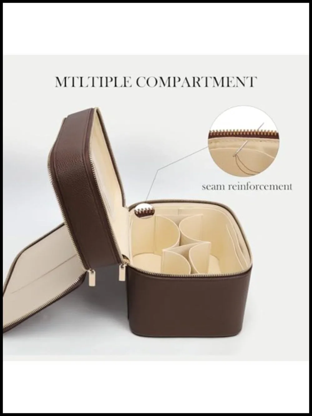 Waterproof PU Leather Makeup Case Set of 2 with Removable Divider Travel